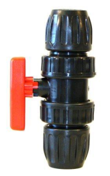 PE-Kugelhahn mit PE-Verschraubung 63 mm