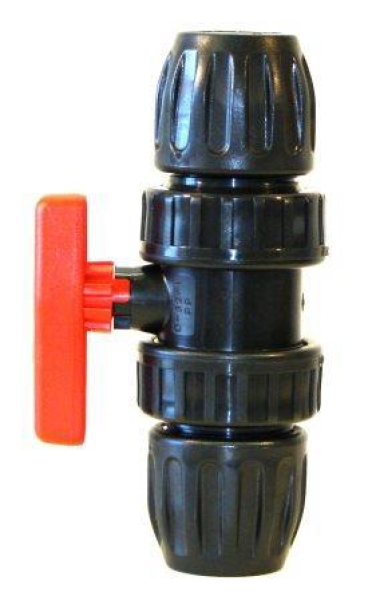 PE-Kugelhahn mit PE-Verschraubung 25 mm