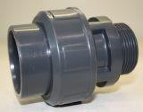 PVC-Verschraubung 50 mm Klebemuffe x 2" AG 10 bar grau