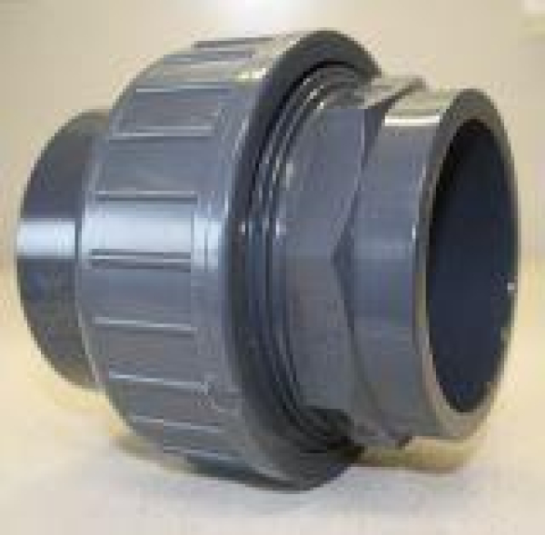 PVC-Verschraubung 2xKlebemuffe 75 mm 16 bar grau